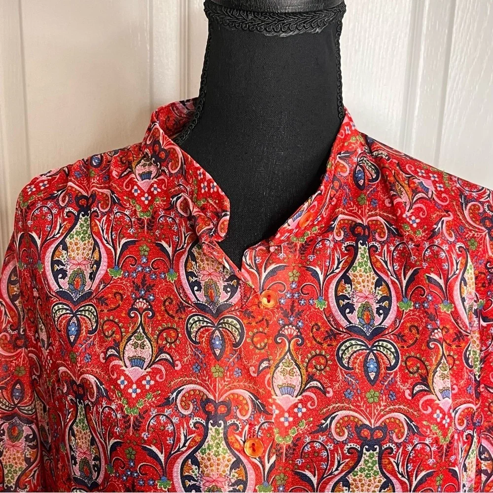 Vintage 70-80s Lady Winn California by Teddi Blouse Womens Floral Sz 42 Boho